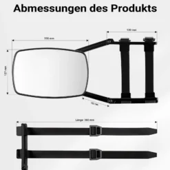 Wiltec Wohnwagenspiegel 2 Stück universal Außenspiegel 2er Set für Wohnwagen und Caravan mit Gummiriemen, drehbar und zusammenklappbar
