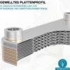 Wiltec Wärmetauscher 30 Platten, max. 330 kW, 22 m³/h 3,33 l je Durchgang, Plattenwärmetauscher aus Edelstahl als Wärmeüberträger