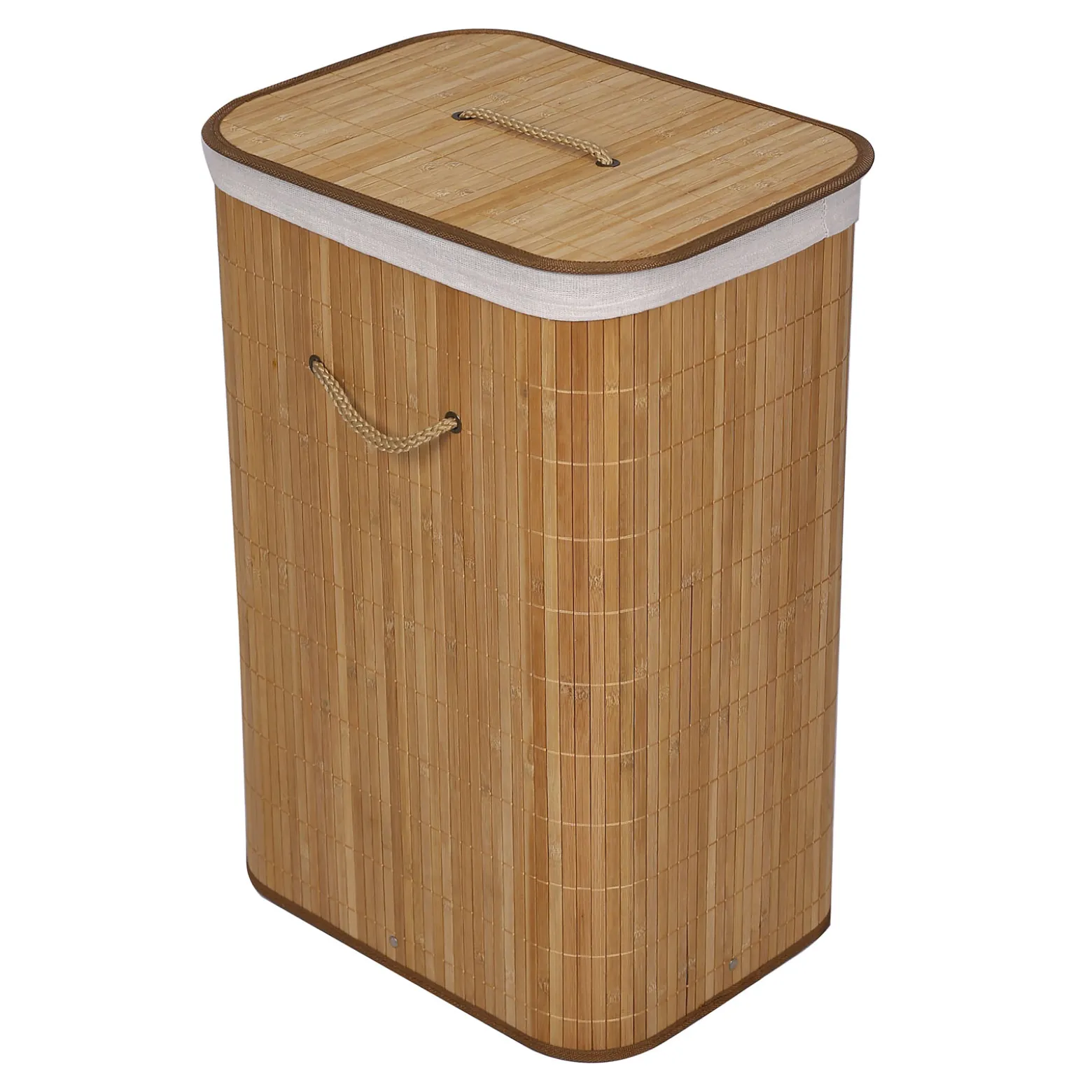 Wiltec Wäschebox 72L natur Wäschekorb mit Deckel Bambus faltbare Wäschebox mit Tragegriffen zum Sortieren von Schmutzwäsche