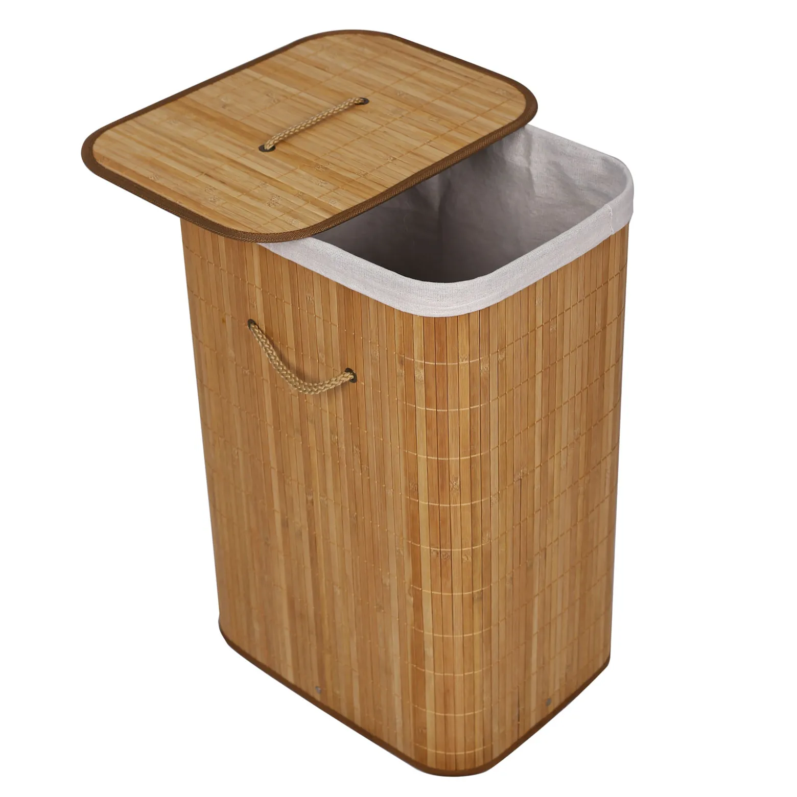 Wiltec Wäschebox 72L natur Wäschekorb mit Deckel Bambus faltbare Wäschebox mit Tragegriffen zum Sortieren von Schmutzwäsche