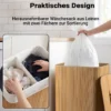 Wiltec Wäschebox 105 L natur Wäschekorb mit Deckel aus Bambus faltbare Wäschebox mit Leinensack mit 2 Fächern zum Sortieren von Schmutzwäsche