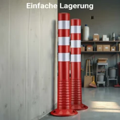 Wiltec 2x Absperrpfosten Ø 20 x 75 cm aus PU, Sperrpfosten mit Reflexionsstreifen, mobile Absperrung mit Schrauben, Aufprallschutz für Fahrzeuge