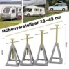 Wiltec 4x Aluminium Stützböcke für Wohnwagen und Anhänger, 160 x 160 x 280 mm, Stützbock höhenverstellbar 28-43 cm, Unterstellbock