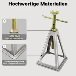 Wiltec 4x Aluminium Stützböcke für Wohnwagen und Anhänger, 160 x 160 x 280 mm, Stützbock höhenverstellbar 28-43 cm, Unterstellbock