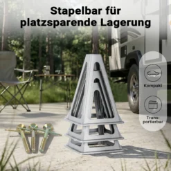 Wiltec 4x Aluminium Stützböcke für Wohnwagen und Anhänger, 160 x 160 x 280 mm, Stützbock höhenverstellbar 28-43 cm, Unterstellbock