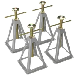 Wiltec 4x Aluminium Stützböcke für Wohnwagen und Anhänger, 160 x 160 x 280 mm, Stützbock höhenverstellbar 28-43 cm, Unterstellbock
