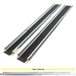 Wiltec 2x Alu Teleskop-Rampe 270 kg 121,5-213,5 cm mit Antirutsch-Belag & seitlich erhöhten Schienen, Rollstuhlrampe