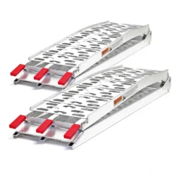 Wiltec 2x Auffahrrampe 226 cm 680 kg für Motorrad ATV Quad, Aluminium Auffahrschiene faltbar, Verladerampe rutschsicher