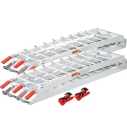 Wiltec 2x Auffahrrampe 226 cm 1360 kg für Quad ATV Motorrad, Aluminium Auffahrschiene faltbar, Verladerampe rutschsicher mit Füßen