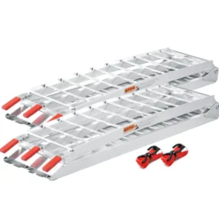 Wiltec 2x Auffahrrampe 226 cm 680 kg für Quad ATV Motorrad, Aluminium Auffahrschiene faltbar, Verladerampe rutschsicher