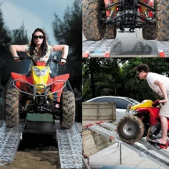 Wiltec 2x Auffahrrampe 226 cm 680 kg für Quad ATV Motorrad, Aluminium Auffahrschiene faltbar, Verladerampe rutschsicher