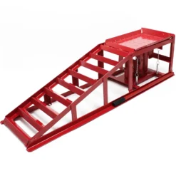 Wiltec 2x Auffahrrampe mit hydraulischem Wagenheber 2000 kg, höhenverstellbar bis 30 cm, Auffahrschiene mit Überfahrschutz, Verladerampe