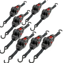 Wiltec 8x Automatik Zurrgurt 100 daN Zuglast LGF 0,2 m LGL 1,8 PES Spanngurt, ideal für Autotransport