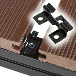 Wiltec 50x Edelstahl Clips 6mm Terrassendielen Montage, für 7mm Seitennut, Befestigungsklammer aus Edelstahl, schwarz