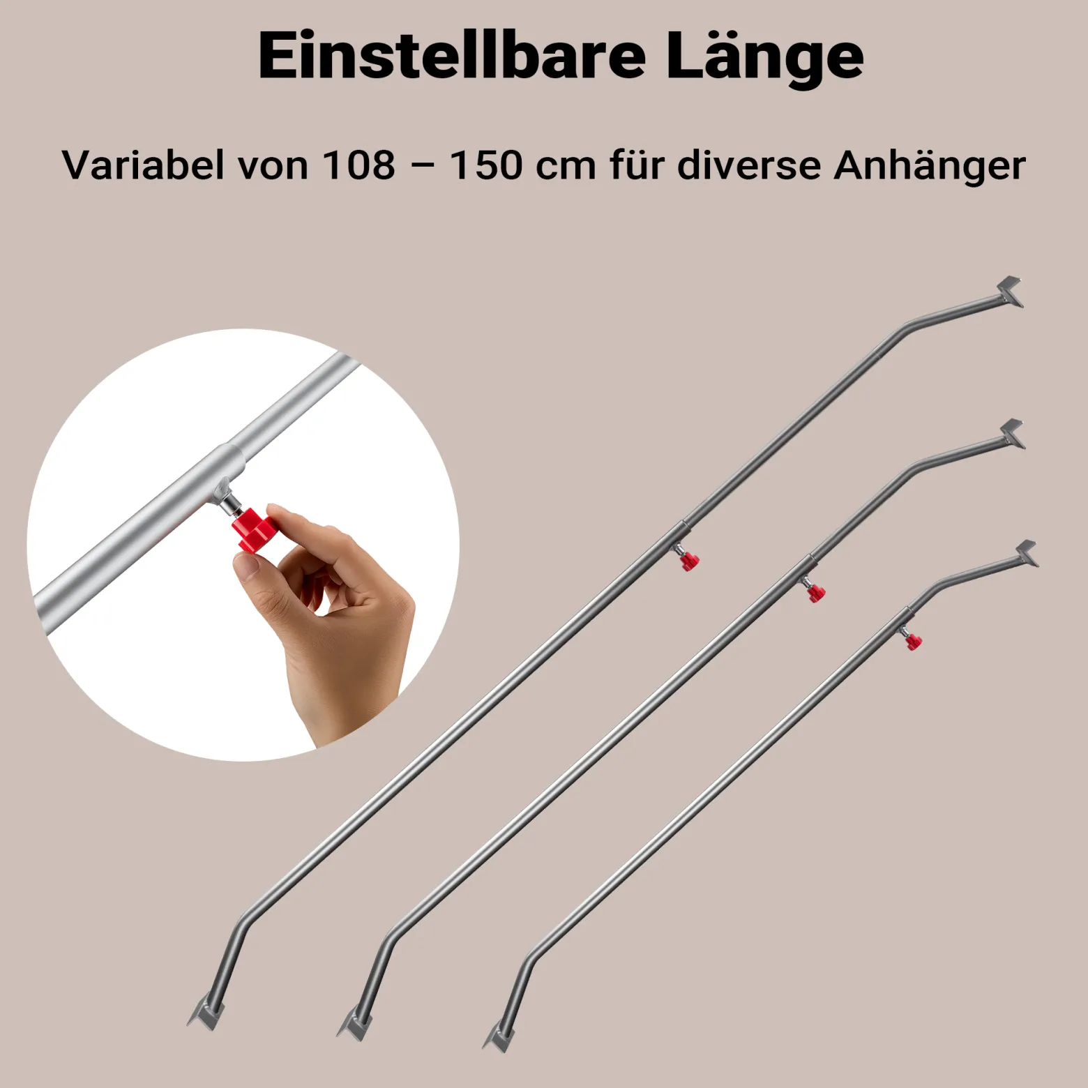 Wiltec 3x Flachplanenbügel 108-150 cm für Anhänger, verstellbare Aluminiumbügel für Anhängerplanen, Planenspanner für Flachplanen