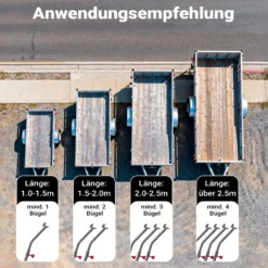 Wiltec 3x Flachplanenbügel 108-150 cm für Anhänger, verstellbare Aluminiumbügel für Anhängerplanen, Planenspanner für Flachplanen