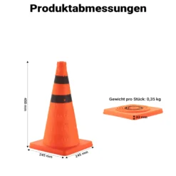 Wiltec 4x klappbarer Verkehrskegel 45 cm, Leitkegel zum Absichern, Pylone mit reflektierenden Streifen, Warnkegel inkl. Tasche