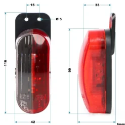 Wiltec 2x 6 LED Positionsleuchte, Umrissleuchte für Anhänger 2er Set, Begrenzungsleuchte für Wohnwagen, Anhängerbeleuchtung mit E-Prüfzeichen