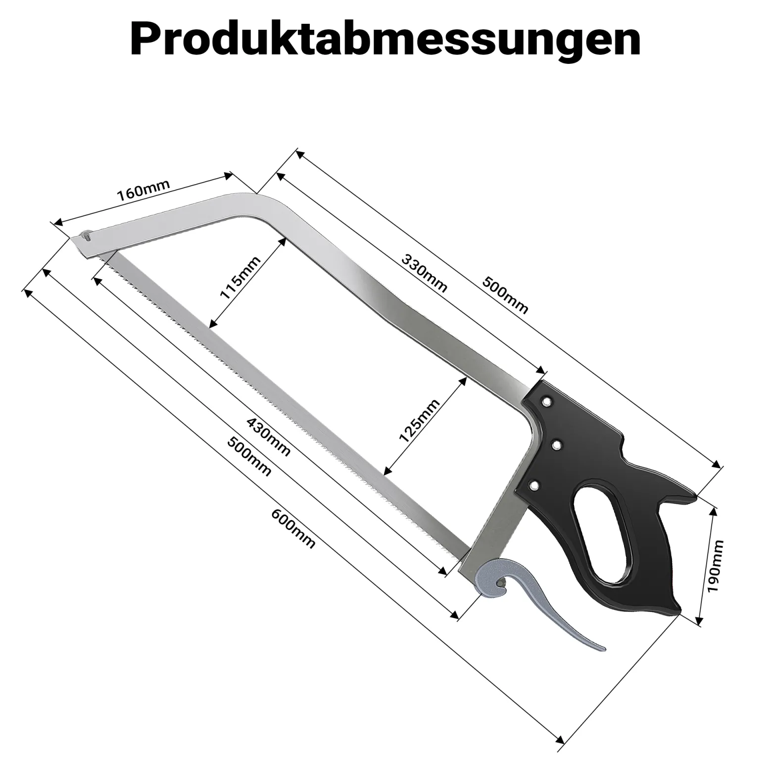 Wiltec XL Knochensäge 43cm Sägeblatt, Handsäge zum sägen von Knochen für Jäger Metzger Gastronomen Fleischsäge Fleischersäge