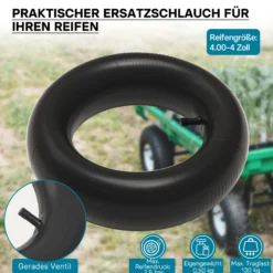 Wiltec 2x Luftschlauch Aufsitzmäher 11x3.50-4 Reifenschlauch Ventil gerade Rasentraktor