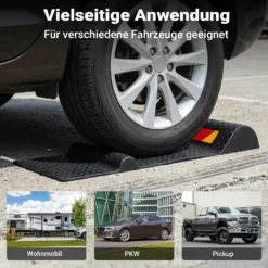 Wiltec 2x Parkmatte Parkmarkierung 52,8x25x5,2cm selbstklebende Einparkhilfe mit Bremsschwelle PKW