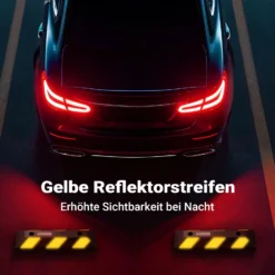 Wiltec 2x Radstopper mit Reflektoren 550 x 150 x 100 mm, Parkplatzbegrenzung aus Ebonite-Hartkautschuk, Einparkhilfe zur Bodenmontage, Überfahrschutz