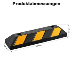 Wiltec 2x Radstopper mit Reflektoren 550 x 150 x 100 mm, Parkplatzbegrenzung aus Ebonite-Hartkautschuk, Einparkhilfe zur Bodenmontage, Überfahrschutz