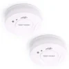 Wiltec 2x Rauchmelder Set mit fest verbauter Batterie 3 V, 10 Jahre wartungsfrei, Feuermelder mit HUSH-Funktion, zuverlässiger Brandschutzmelder 85 dB, effektiver Brandschutz