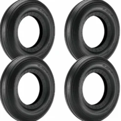Wiltec 4x Reifenmantel 3.50-8 350 x 100 mm, 130 kg für Schubkarrenreifen, Schubkarre Rad Reifen, Mantel Luftrad