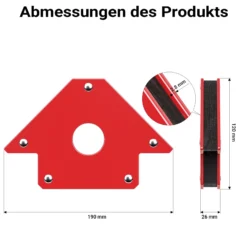 Wiltec 4x Schweißmagnet 11 kg Haftkraft, 120 x 80 x 15 mm Schweißwinkel mit 45°, 90° und 135°, Schweißzubehör Magnetwinkel hält Werkstücke zusammen