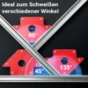 Wiltec 2x Schweißmagnet 20 kg Haftkraft, 150 x 102 x 16 mm Schweißwinkel mit 45°, 90° und 135°, Schweißzubehör Magnetwinkel hält Werkstücke zusammen