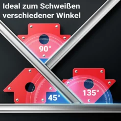 Wiltec 2x Schweißmagnet 20 kg Haftkraft, 150 x 102 x 16 mm Schweißwinkel mit 45°, 90° und 135°, Schweißzubehör Magnetwinkel hält Werkstücke zusammen