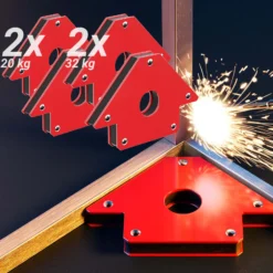 Wiltec 4x Schweißmagnet 20 kg/ 32 kg, Schweißwinkel mit 45°, 90° und 135° kompakte Maße, Schweißzubehör Magnetwinkel hält Werkstücke zusammen