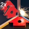 Wiltec 2x Schweißmagnet mit 11 kg Haftkraft, 120 x 80 x 15 mm Schweißwinkel mit 45°, 90° & 135°, Schweißzubehör Magnetwinkel hält Werkstücke zusammen
