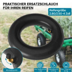 Wiltec 4x Standard Schlauch für Reifen Größe 2.80/2.50-4, bis 90 kg Traglast, mit abgewinkeltem Ventil TR87 für Schubkarren, Sackkarren und E-Scooter