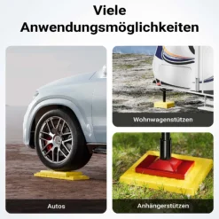 Wiltec 4x Stützplatten 218 x 218 x 10 mm bis 1000 kg, Ausgleichs- und Unterlegplatten Set aus HDPE, Abstützplatten für Wohnmobil, Wagenheber und mehr