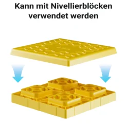 Wiltec 4x Stützplatten 218 x 218 x 10 mm bis 1000 kg, Ausgleichs- und Unterlegplatten Set aus HDPE, Abstützplatten für Wohnmobil, Wagenheber und mehr