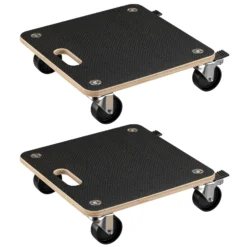 Wiltec 2x Transportroller 380 x 380 x 119 mm mit 250 kg Traglast je Möbelroller, Rollbrett aus Holz mit 4 Lenkrollen