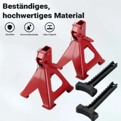 Wiltec 2 x Unterstellbock höhenverstellbar je 3 t Tragkraft, Stützböcke Hubhöhe 29-42,5 cm, Autobock mit Gummischutz, KFZ Bock mit Sicherungssplint