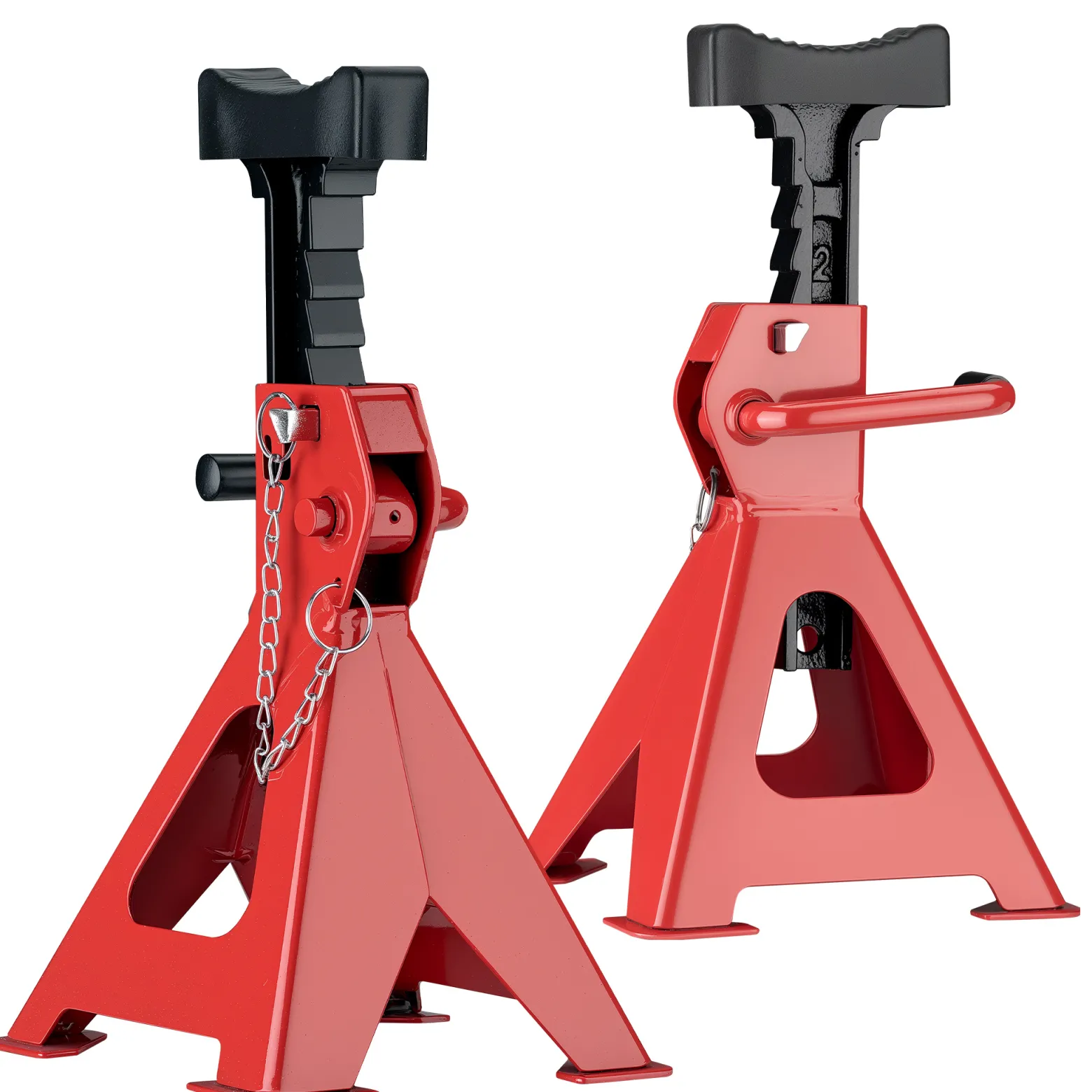 Wiltec 2 x Unterstellbock höhenverstellbar je 6 t Tragkraft, Stützböcke Hubhöhe 39-60,3 cm, Autobock mit Gummischutz, KFZ Bock mit Sicherungssplint