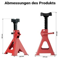 Wiltec 2 x Unterstellbock höhenverstellbar je 6 t Tragkraft, Stützböcke Hubhöhe 39-60,3 cm, Autobock mit Gummischutz, KFZ Bock mit Sicherungssplint