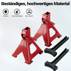 Wiltec 2 x Unterstellbock höhenverstellbar je 6 t Tragkraft, Stützböcke Hubhöhe 39-60,3 cm, Autobock mit Gummischutz, KFZ Bock mit Sicherungssplint