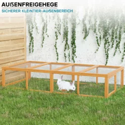 Wiltec XXL Freilaufgehege Holz 1800 x 900 x 480 mm, Kasten Stall mit klappbarer Abdeckung, Kleintierstall Kaninchen Hasen, Freigehege