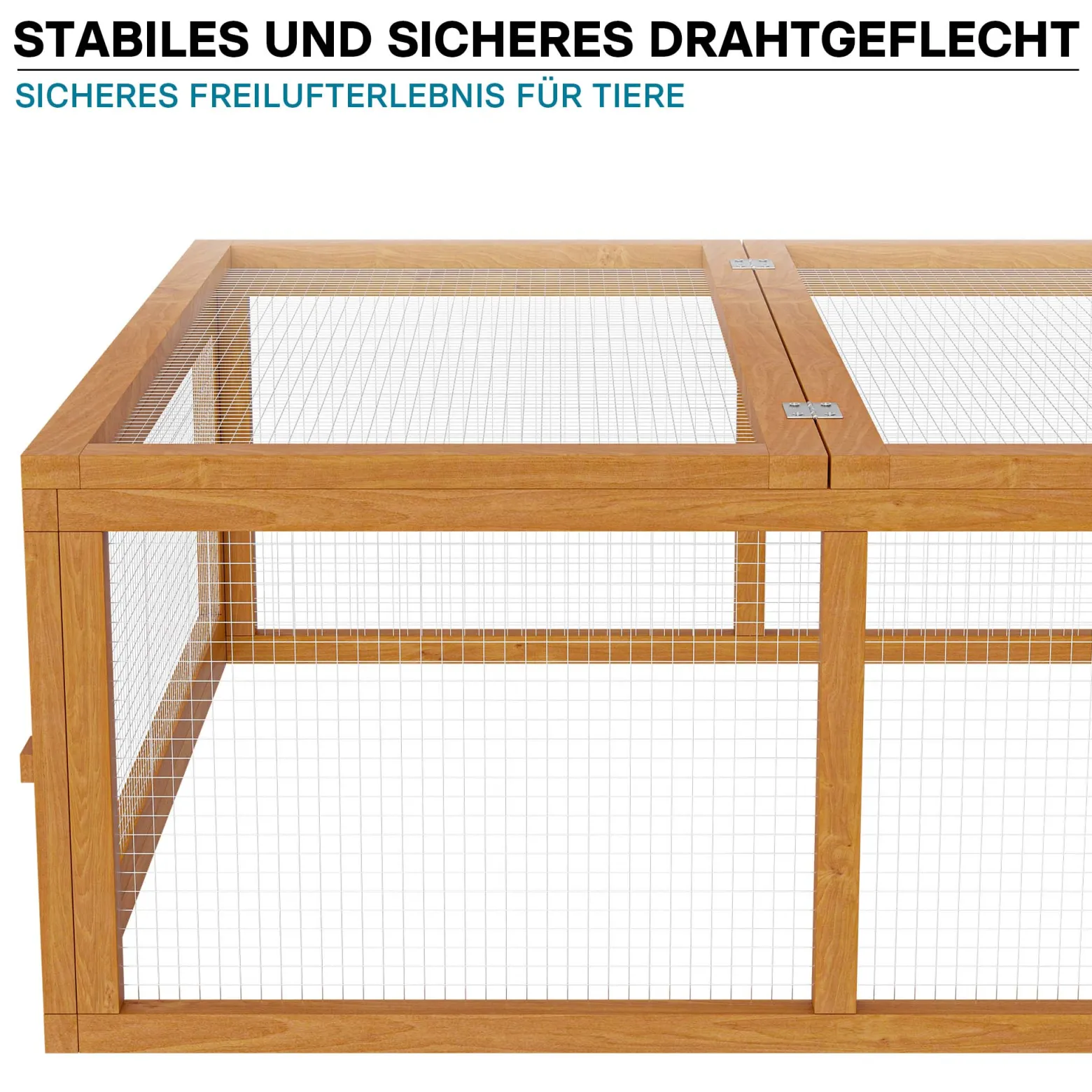 Wiltec XXL Freilaufgehege Holz 1800 x 900 x 480 mm, Kasten Stall mit klappbarer Abdeckung, Kleintierstall Kaninchen Hasen, Freigehege