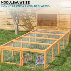 Wiltec XXL Freilaufgehege Holz 1800 x 900 x 480 mm, Kasten Stall mit klappbarer Abdeckung, Kleintierstall Kaninchen Hasen, Freigehege