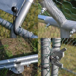 Wiltec XXL Freilaufgehege 4 x 3 x 2 m mit Sonnendach und verzinkten Gitterstäben, Außengehege als Voliere Hühnerstall oder Hasenstall, Kleintiergehege mit Riegel