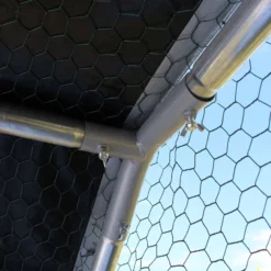 Wiltec XXL Freilaufgehege 4 x 3 x 2 m mit Sonnendach und verzinkten Gitterstäben, Außengehege als Voliere Hühnerstall oder Hasenstall, Kleintiergehege mit Riegel