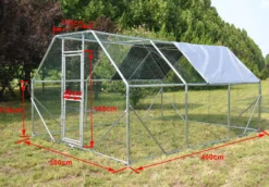 Wiltec XXL Freilaufgehege 4 x 3 x 2 m mit Sonnendach und verzinkten Gitterstäben, Außengehege als Voliere Hühnerstall oder Hasenstall, Kleintiergehege mit Riegel