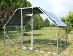 Wiltec XXL Freilaufgehege 2 x 3 x 2 m mit Sonnendach und verzinkten Gitterstäben, Außengehege als Voliere Hühnerstall oder Hasenstall, Kleintiergehege mit Riegel