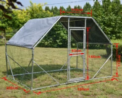 Wiltec XXL Freilaufgehege 2 x 3 x 2 m mit Sonnendach und verzinkten Gitterstäben, Außengehege als Voliere Hühnerstall oder Hasenstall, Kleintiergehege mit Riegel